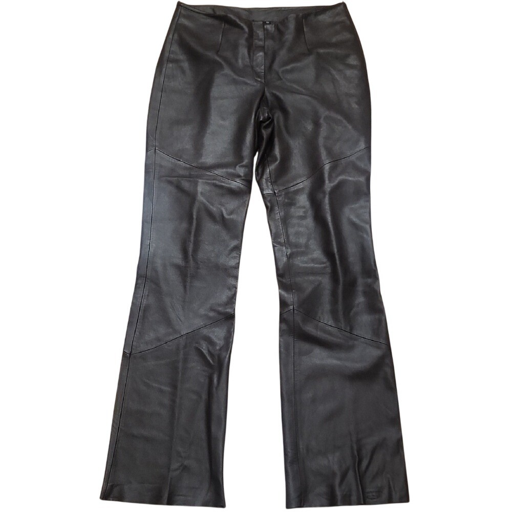 Vintage Y2K Nine West Brown Leather Boot Cut Lined Pants 10 Country Boho Western